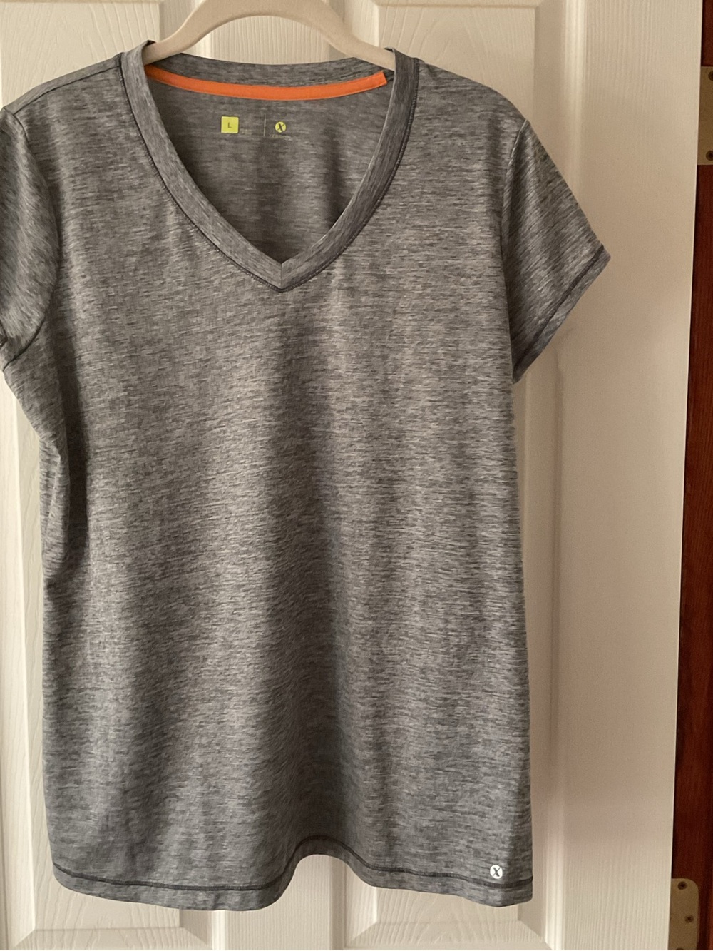 Xersion Gray Active Tee with Orange Neck Trim
